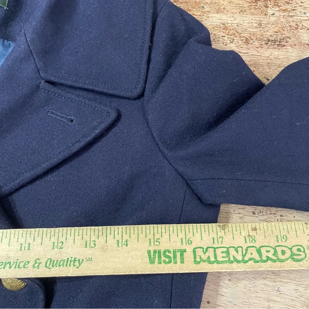 J. CREW Wool Blend Navy Gold Buttons Double Breasted Military‎ Sailor Peacoat 0